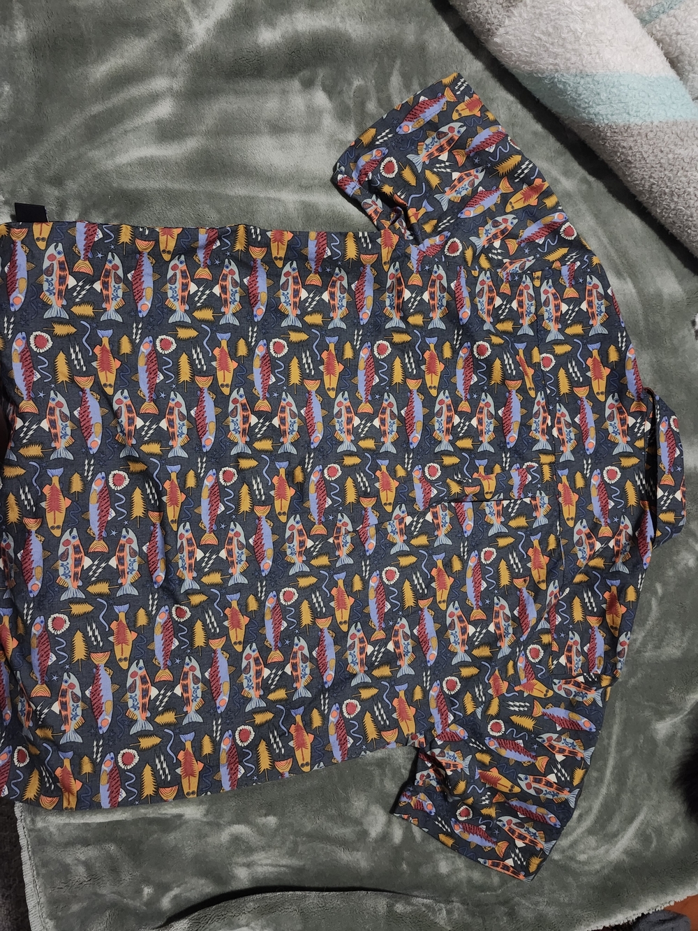 Patagonia Navy Short-Sleeve Fish Print Shirt